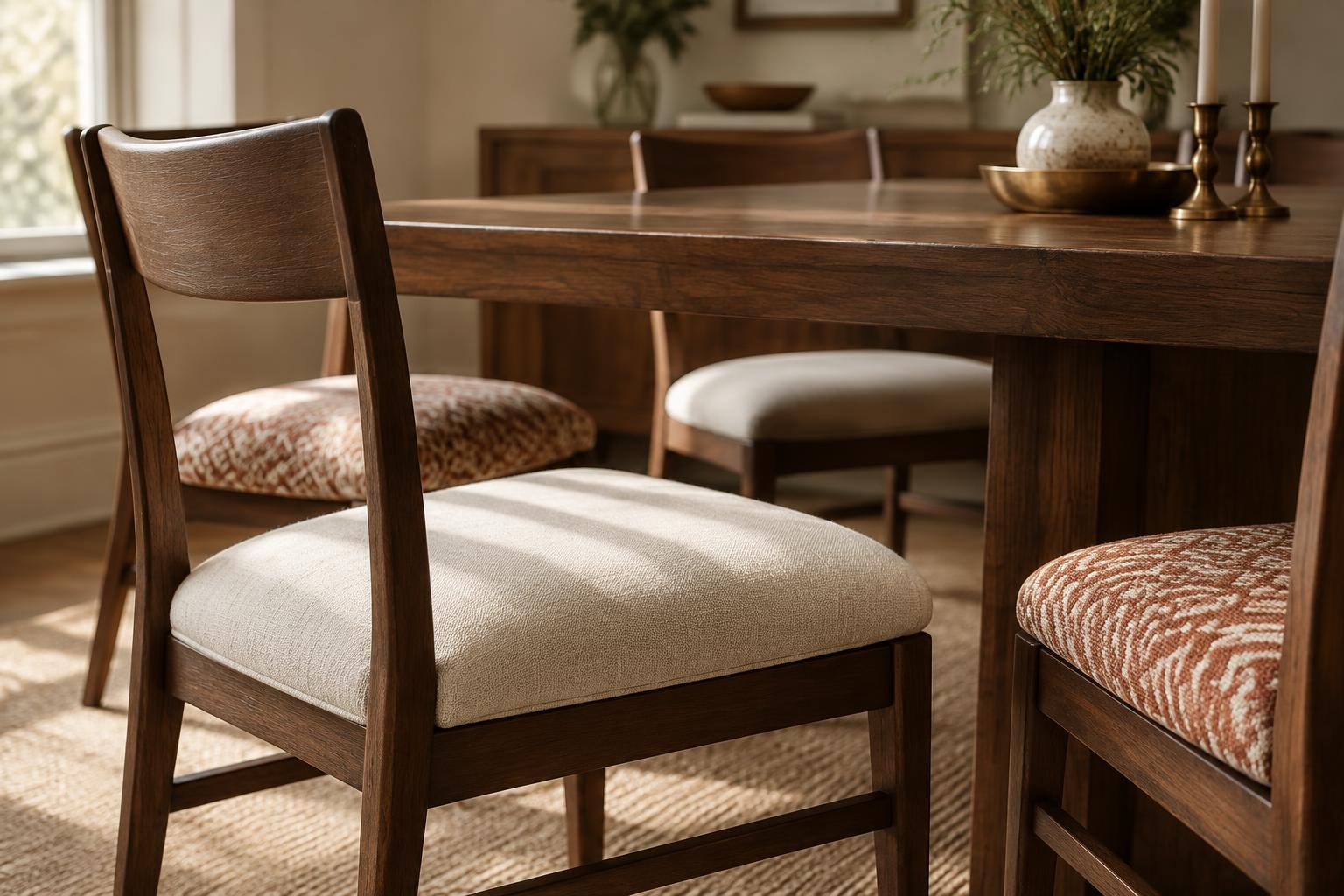 Four dining chairs with newly upholstered seats